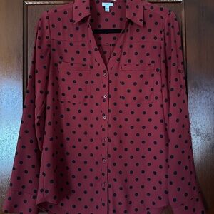 Express Red and Black Polka Dot Shirt
